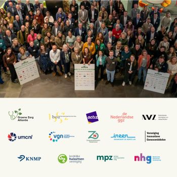 beeld met personen betrokken partijen en logo's